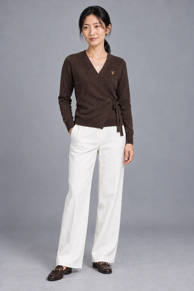 STILL Women's Soft Tie Cardigan in Espresso, view 1