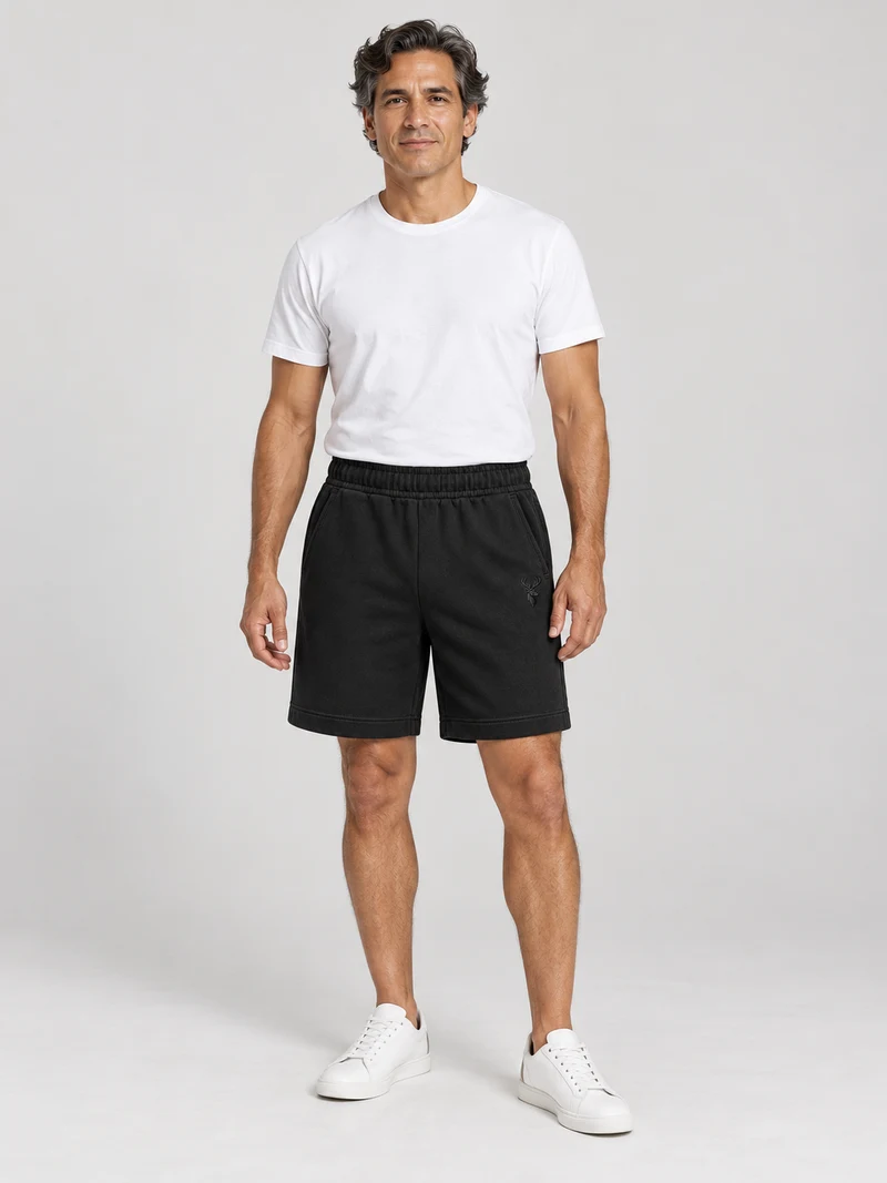 Unisex Harbor Premium Short in Black, front view