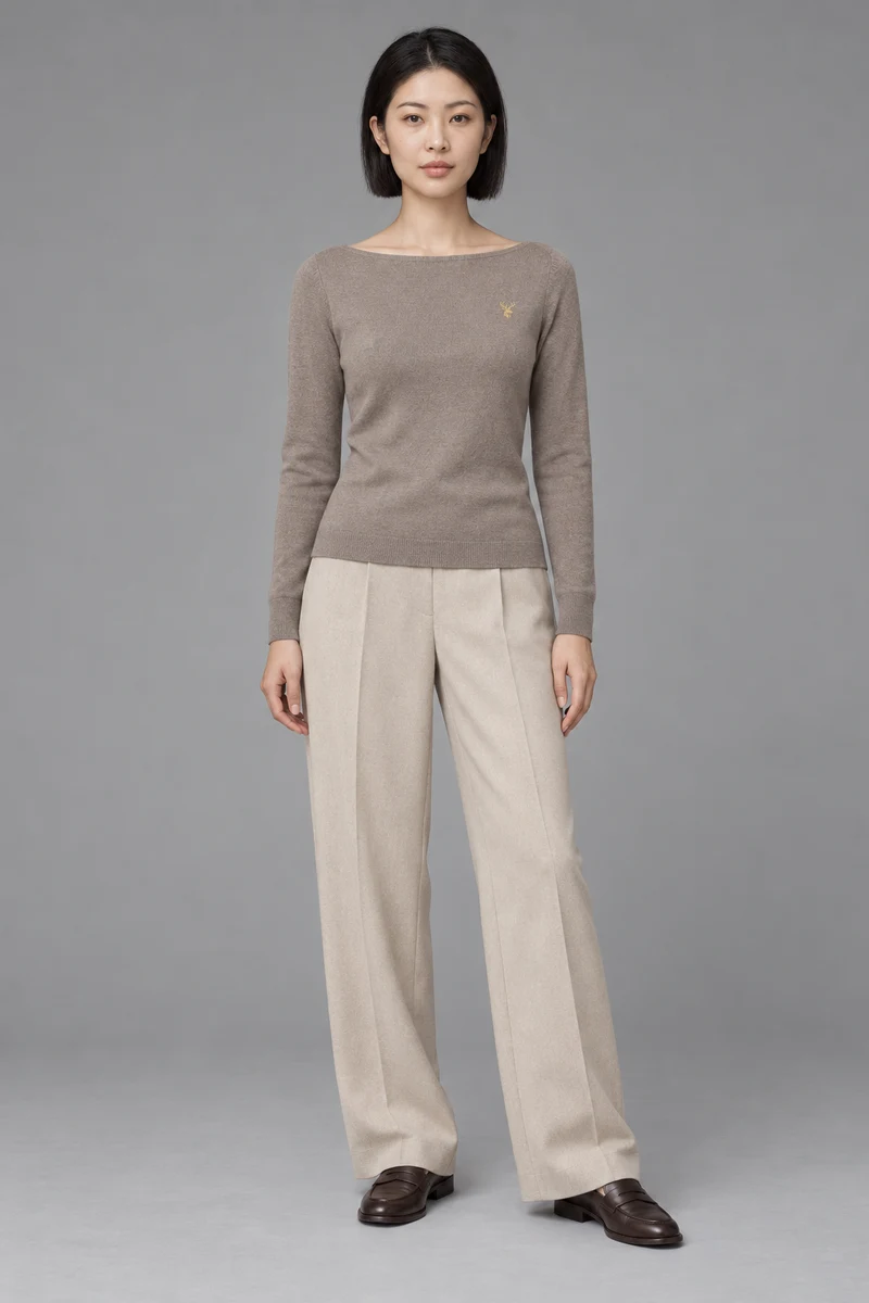 STILL Women's Evening Boat-Neck Knit in Mushroom, view 1