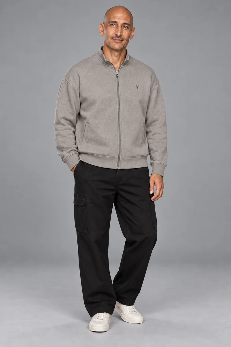 CITY SIGNAL Men's Axis Zip Sweat in Warm Grey, view 1