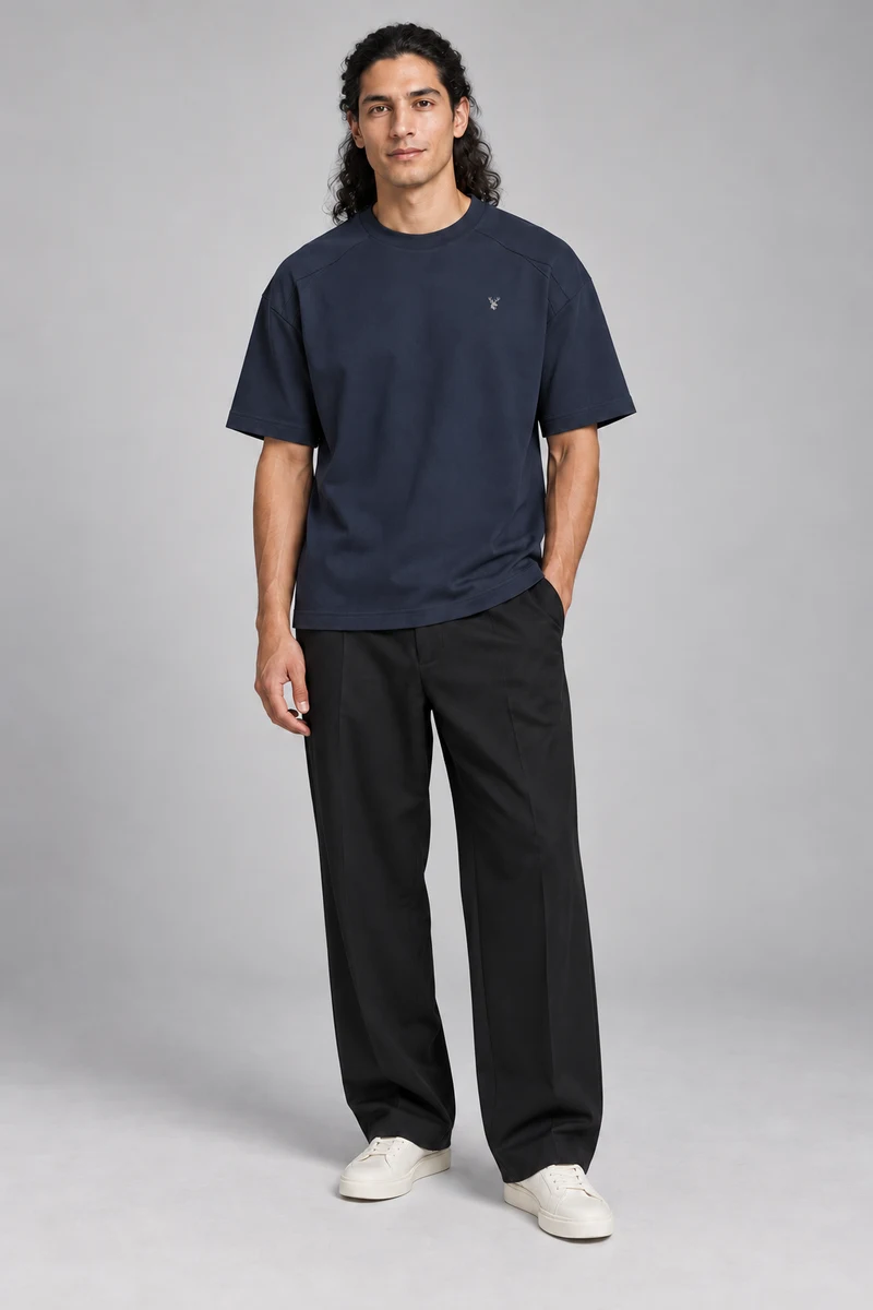 CITY SIGNAL Men's Crossline Panel Tee in Ink Navy, view 1