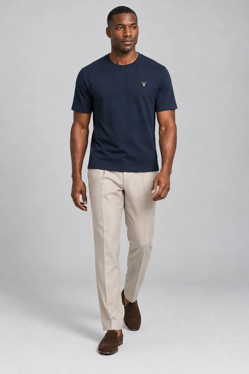 STILL Men's Quiet Line Interlock Tee in Ink Navy, view 1