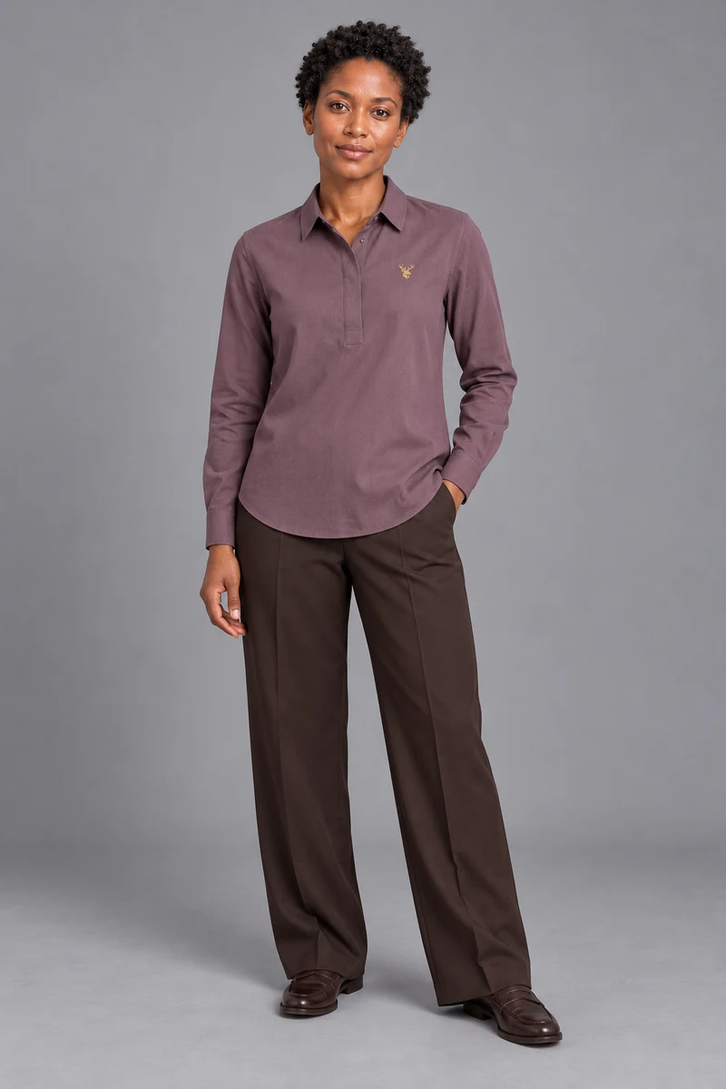 STILL Women's Quiet Line Popover Shirt in Dusty Plum, view 1