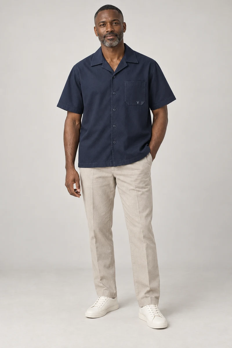 Tidemark Camp Shirt in Deep Navy, front view