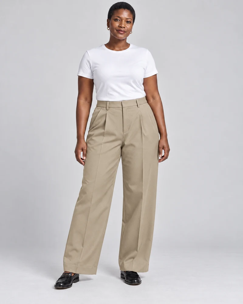 INTERVAL / 01 Women's Ledger Wide-Leg Trouser in Stone, front view