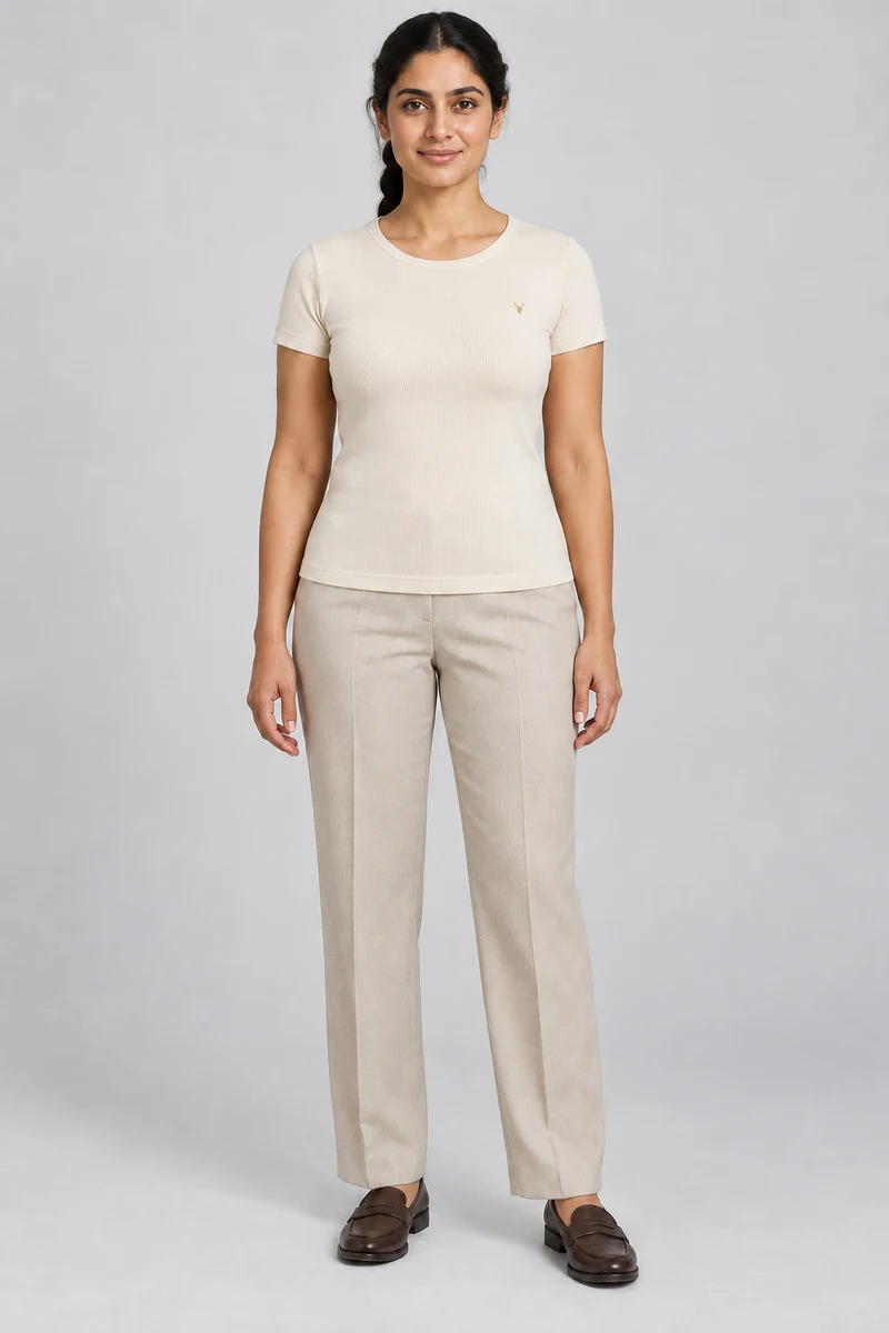 STILL Women's Contour Rib Tee in Cream, view 1