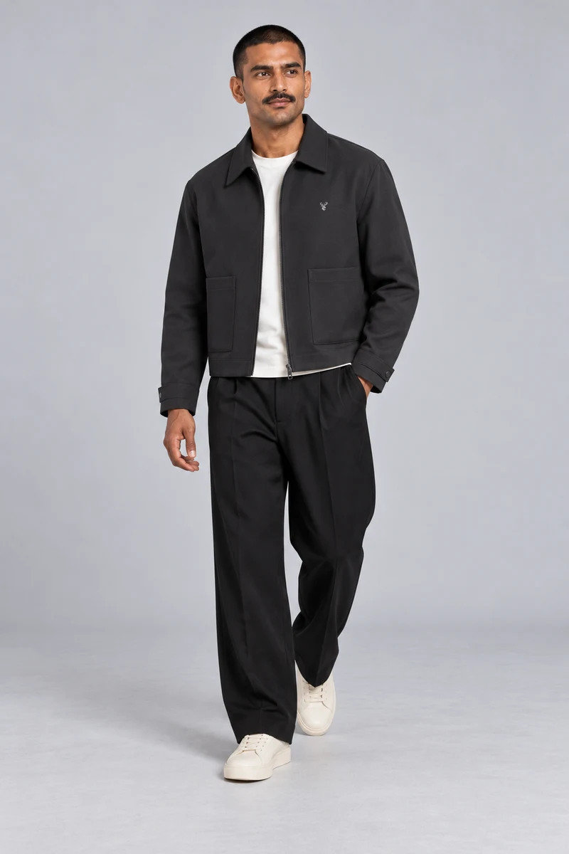 CITY SIGNAL Men's Platform Collar Jacket in Charcoal, view 1