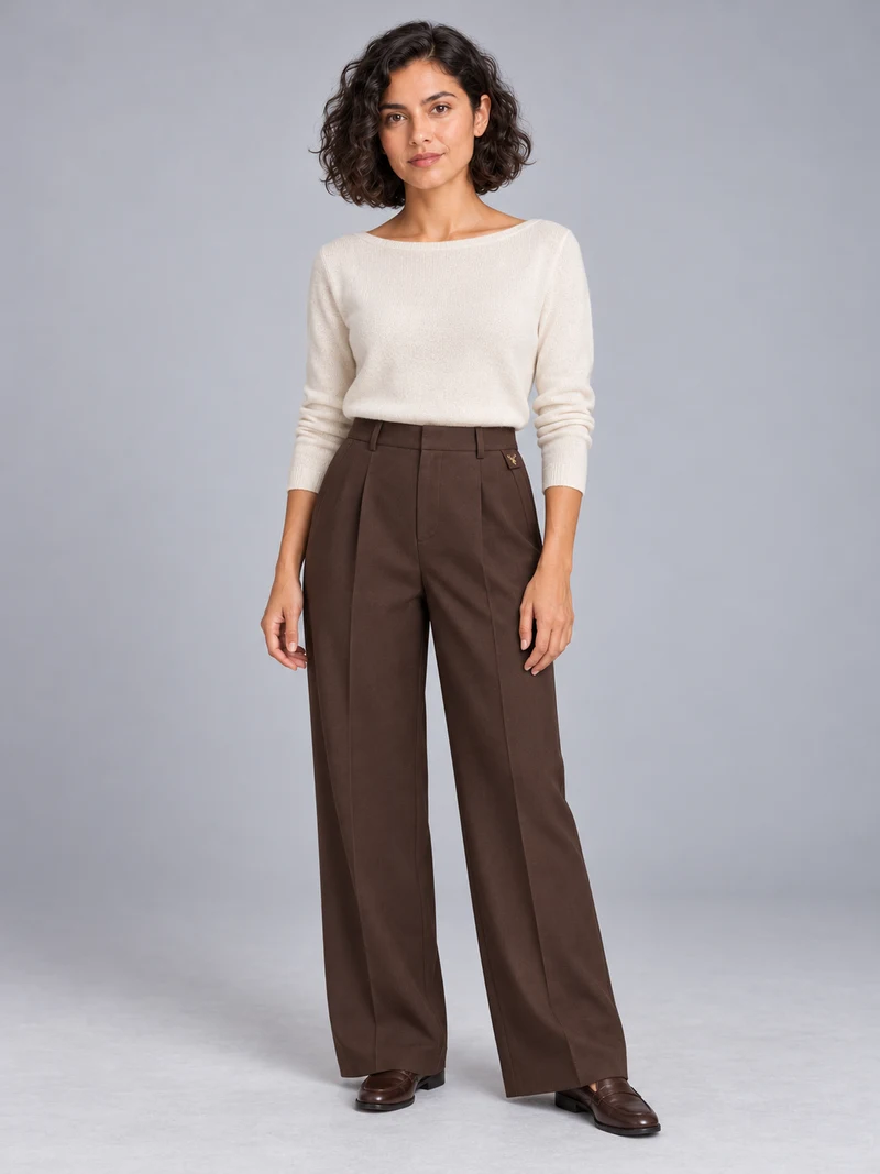 STILL Women's Line One Wide Trouser in Espresso, view 1
