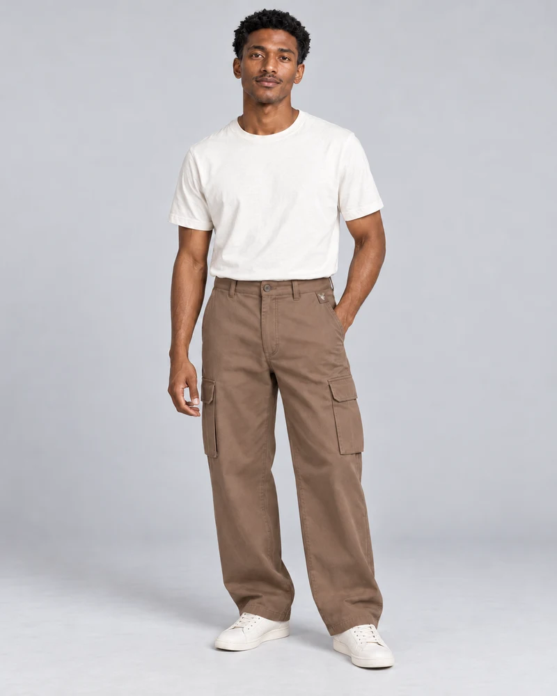 CITY SIGNAL Men's Transit Wide Cargo Trousers in Clay, view 1