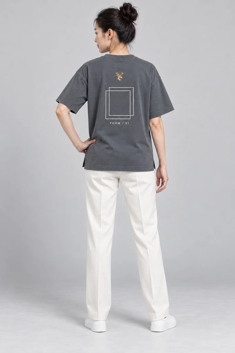 FORM / 01 Women's Frame Relaxed Tee in Slate, back view
