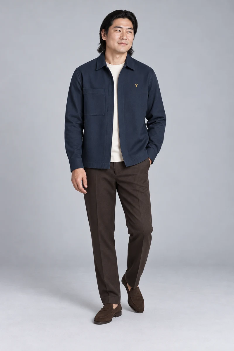 STILL Men's Gallery Twill Overshirt in Ink Navy, view 1
