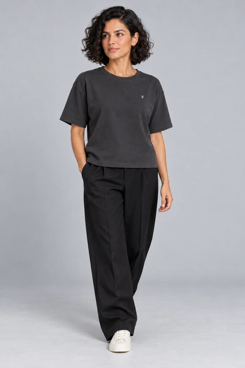 CITY SIGNAL Women's Block One Short Tee in Charcoal, view 1