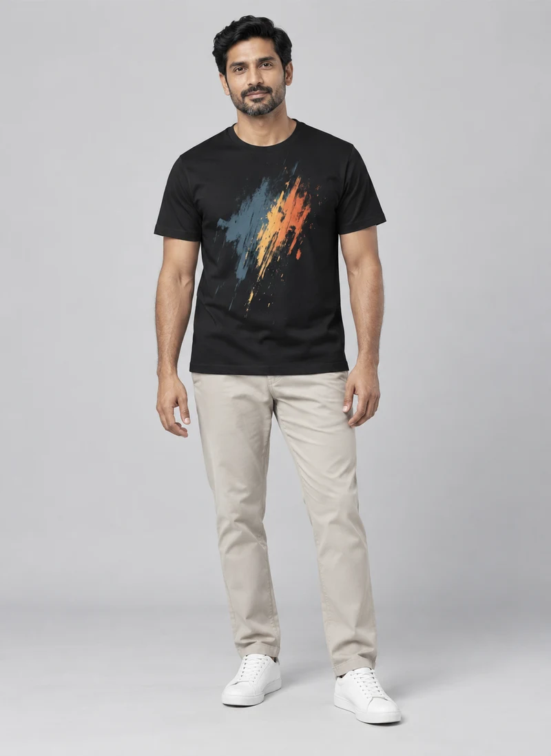 Abstract Eclat Graphic Tee in Deep Black, front view