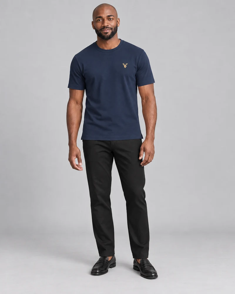 INTERVAL / 01 Men's Trace Interlock Tee in Ink Navy, front view