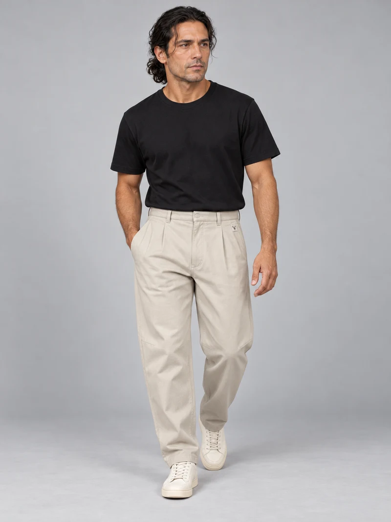CITY SIGNAL Men's Arc Barrel Trouser in Bone, view 1