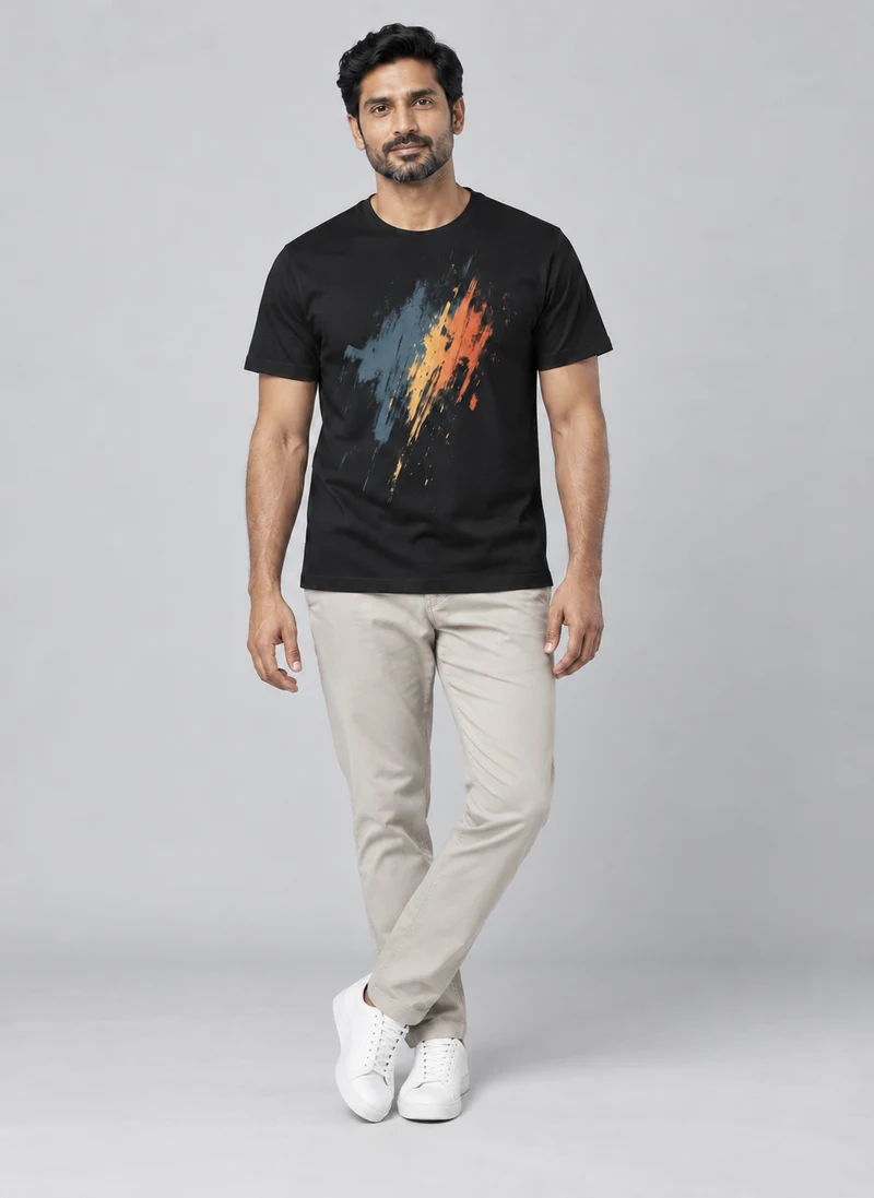 Abstract Eclat Graphic Tee in Black, front view