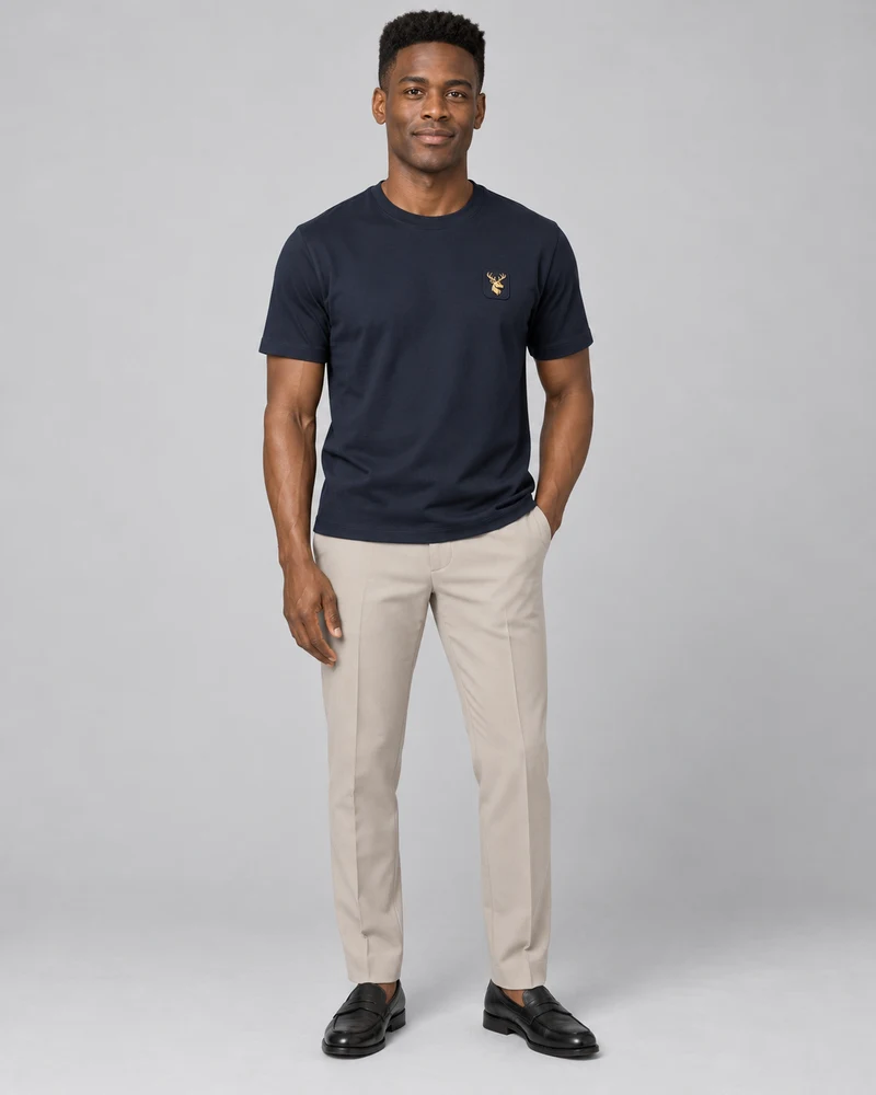 Gold Edition Men's Structured Tee in Midnight Navy, front view