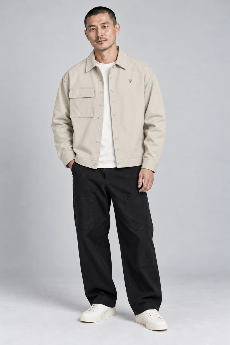 CITY SIGNAL Men's Transit Short Overshirt in Bone, view 1
