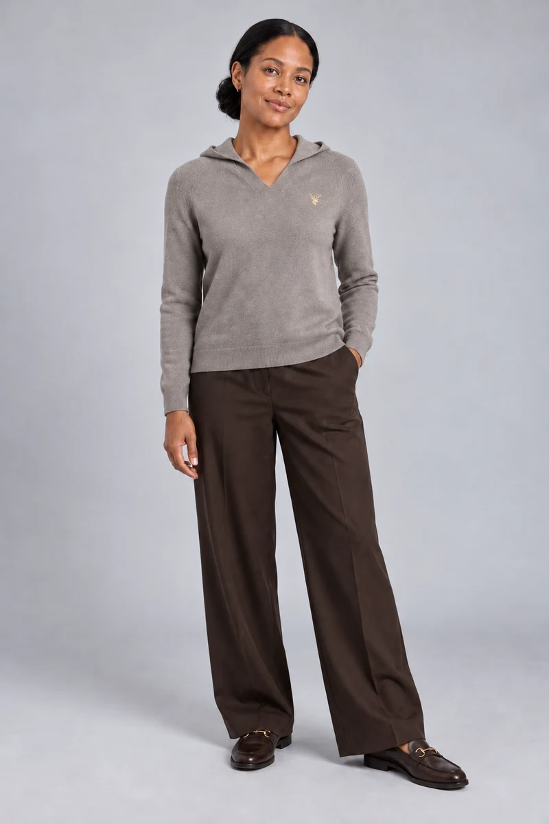 STILL Women's Air Line Hooded Knit in Warm Grey, view 1
