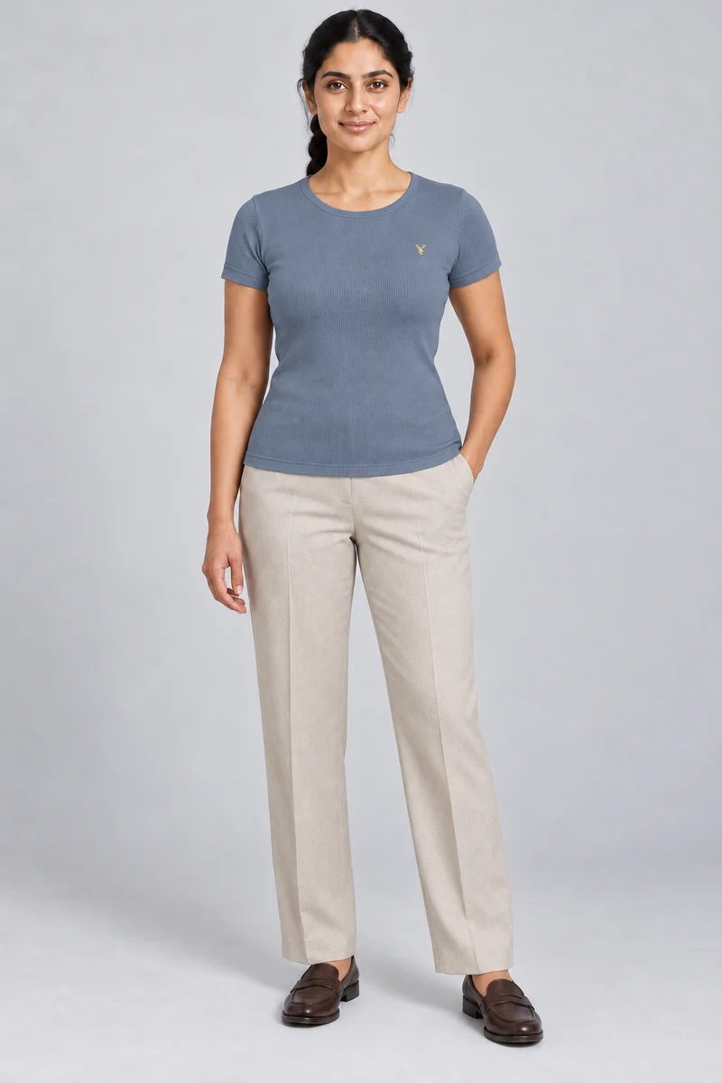 STILL Women's Contour Rib Tee in Slate Blue, view 1