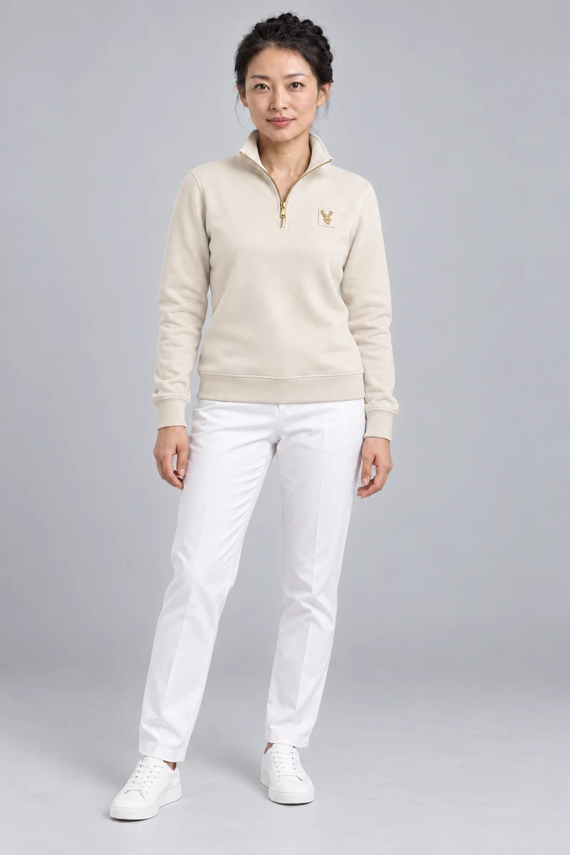 Gold Edition Women's Sovereign Quarter-Zip in Cream, front view