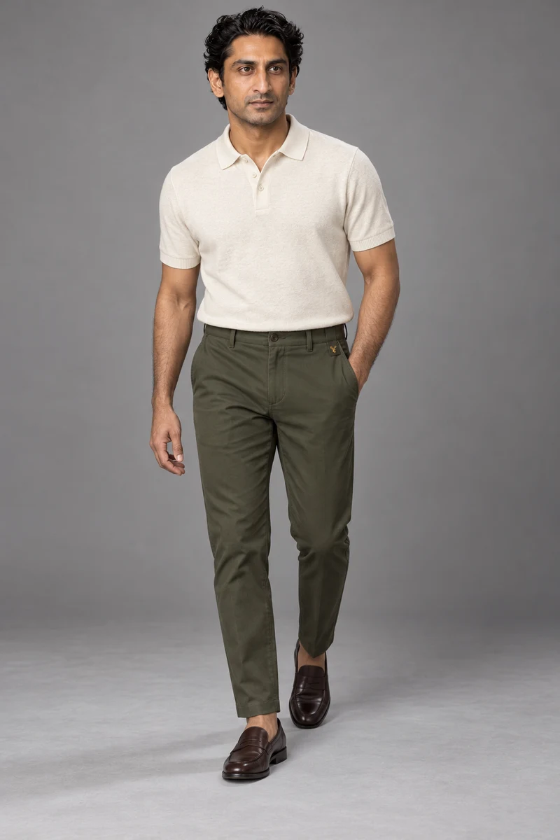 STILL Men's Quiet Taper Chino in Dark Olive, view 1