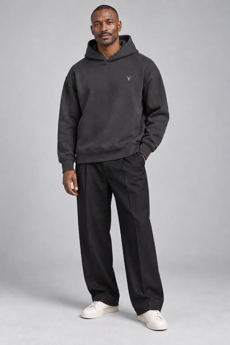 CITY SIGNAL Men's Signal Structured Hoodie in Charcoal, view 1