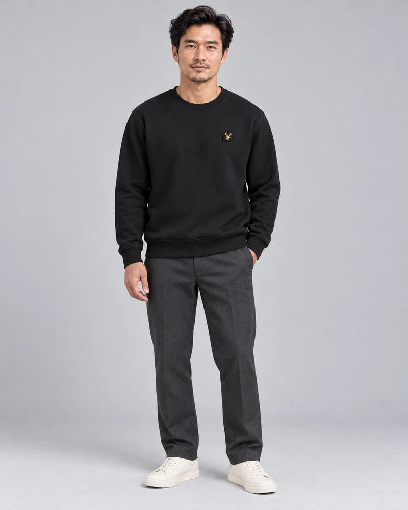 Gold Edition Men's Atelier Architectural Crewneck in Black, front view