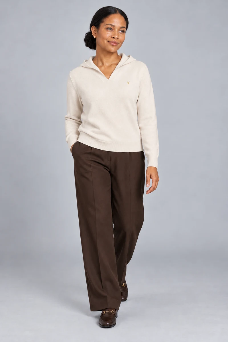 STILL Women's Air Line Hooded Knit in Cream, view 1