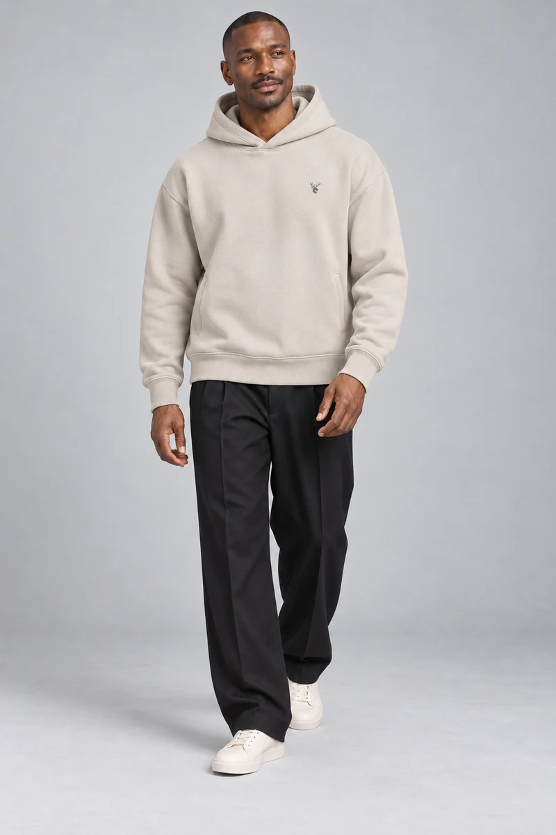 CITY SIGNAL Men's Signal Structured Hoodie in Bone, view 1