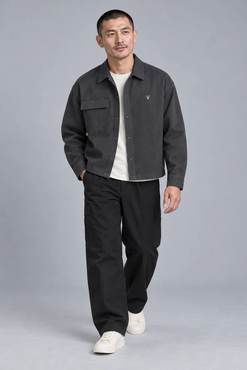 CITY SIGNAL Men's Transit Short Overshirt in Charcoal, view 1