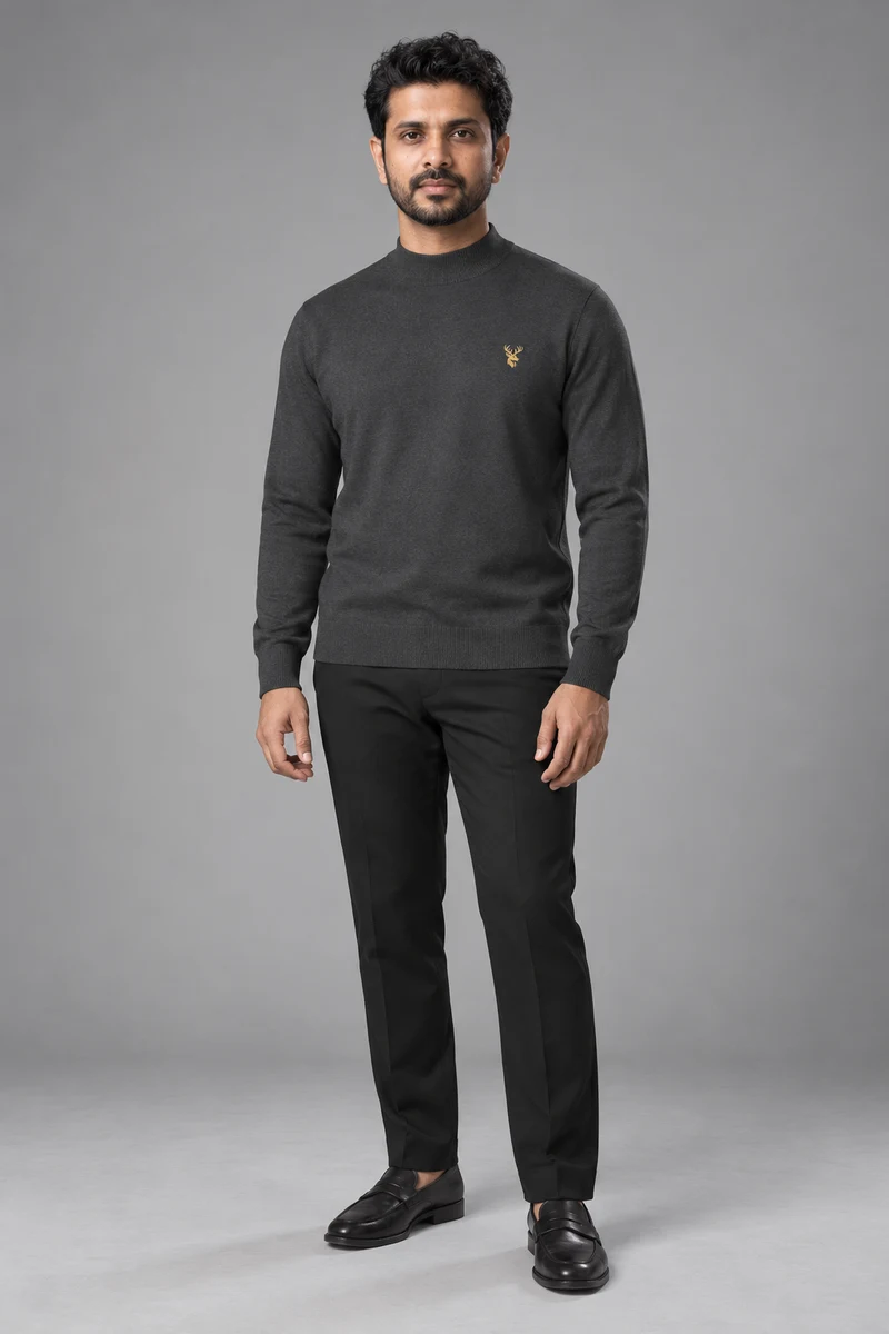 STILL Men's Contour Mock-Neck Knit in Charcoal, view 1