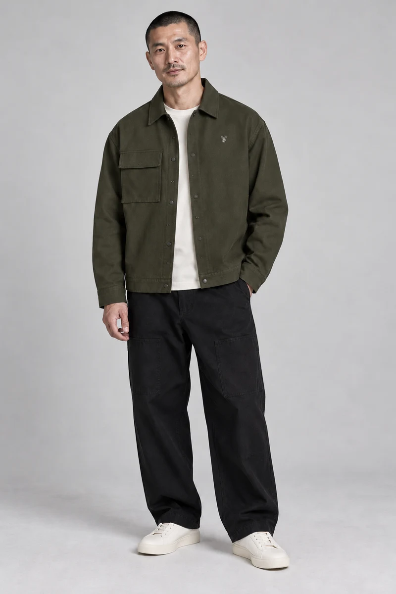 CITY SIGNAL Men's Transit Short Overshirt in Dark Olive, view 1