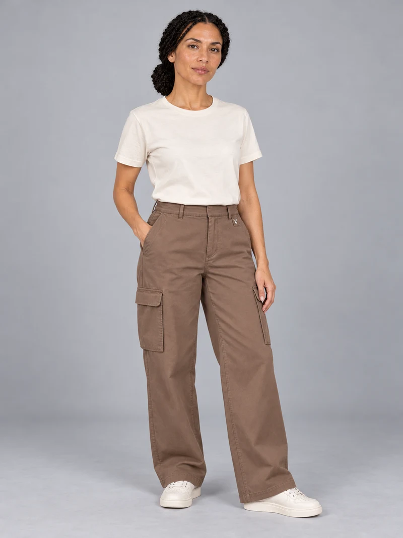 CITY SIGNAL Women's Transit Wide Cargo Trousers in Clay, view 1