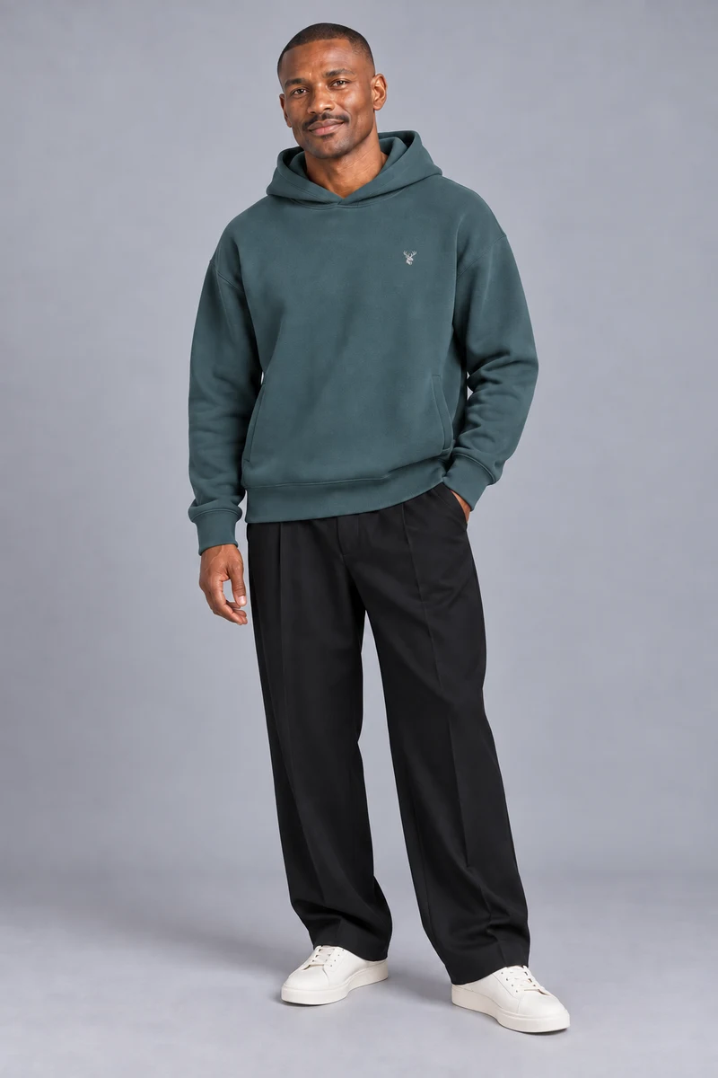 CITY SIGNAL Men's Signal Structured Hoodie in Muted Petrol, view 1
