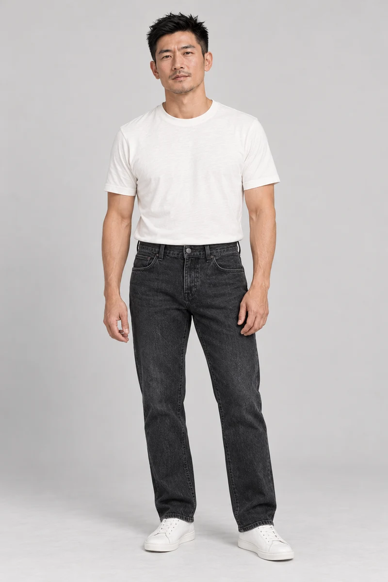 Switchback Work Jean in Washed Black, front view