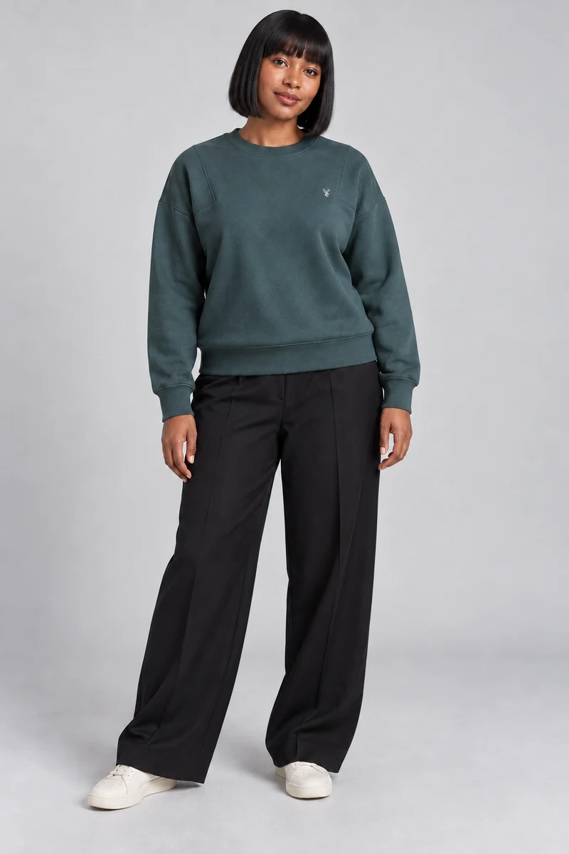 CITY SIGNAL Women's Axis Panel Sweat in Muted Petrol, view 1