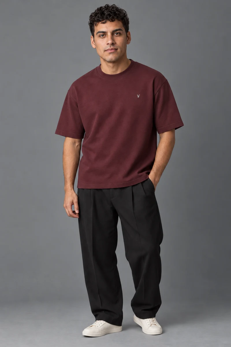 CITY SIGNAL Men's Block One Box Tee in Oxblood, view 1