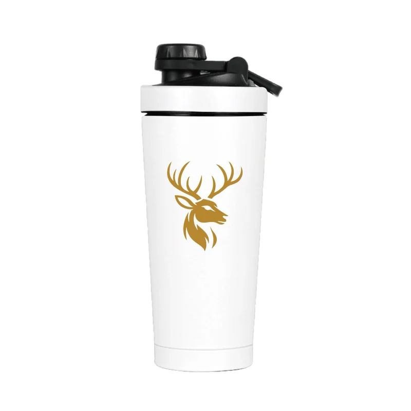 White Stag Shaker Bottle in White, front view