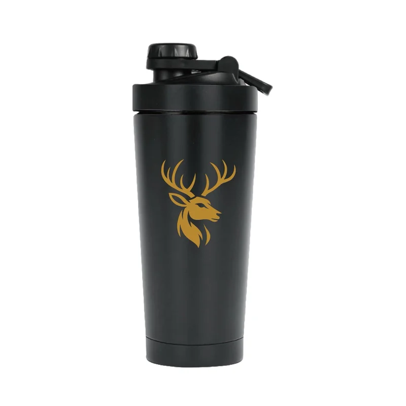 Onyx Stag Shaker Bottle in Matte Black, front view