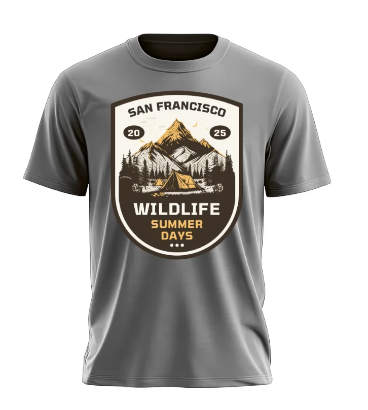 San Francisco Wildlife Expedition Tee in Slate Grey, front view