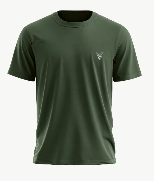 Signature T-shirt in Olive Green, front view