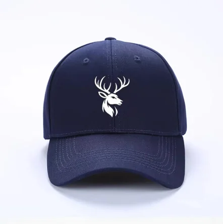 Stag Emblem Navy Cap in Navy Blue, front view