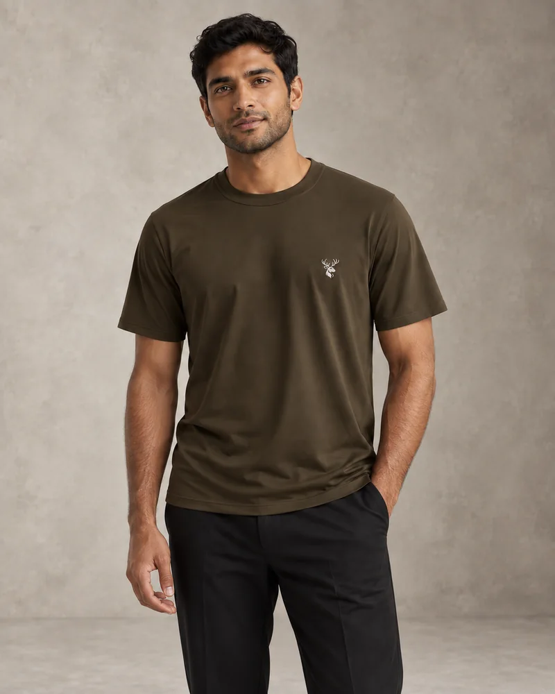 Signature T-shirt in Rich Brown, front view