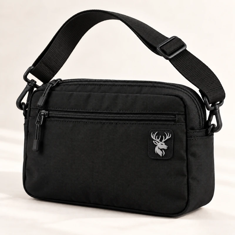 Arc Crossbody — Black in Black, front view