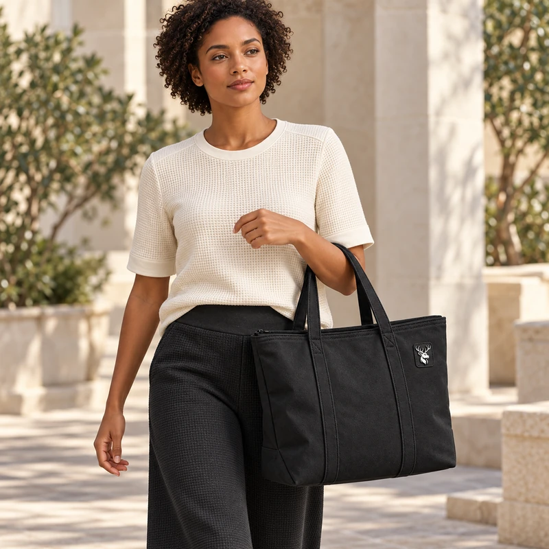 Borough Structured Tote — Black, On-model view