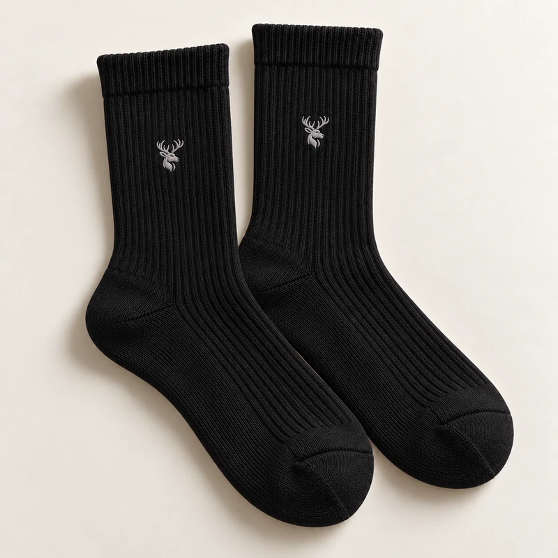 Interval Crew Socks — Black in Black, front view