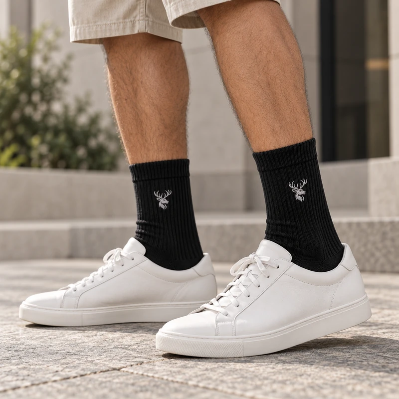 Interval Crew Socks — Black, On-model view