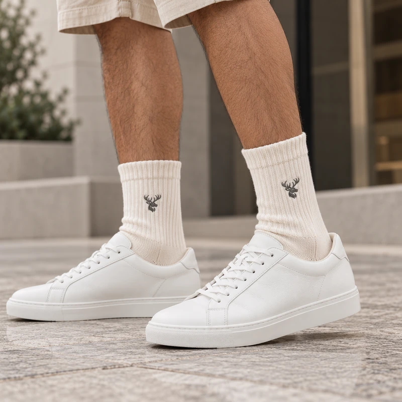 Interval Crew Socks — Off-White, On-model view