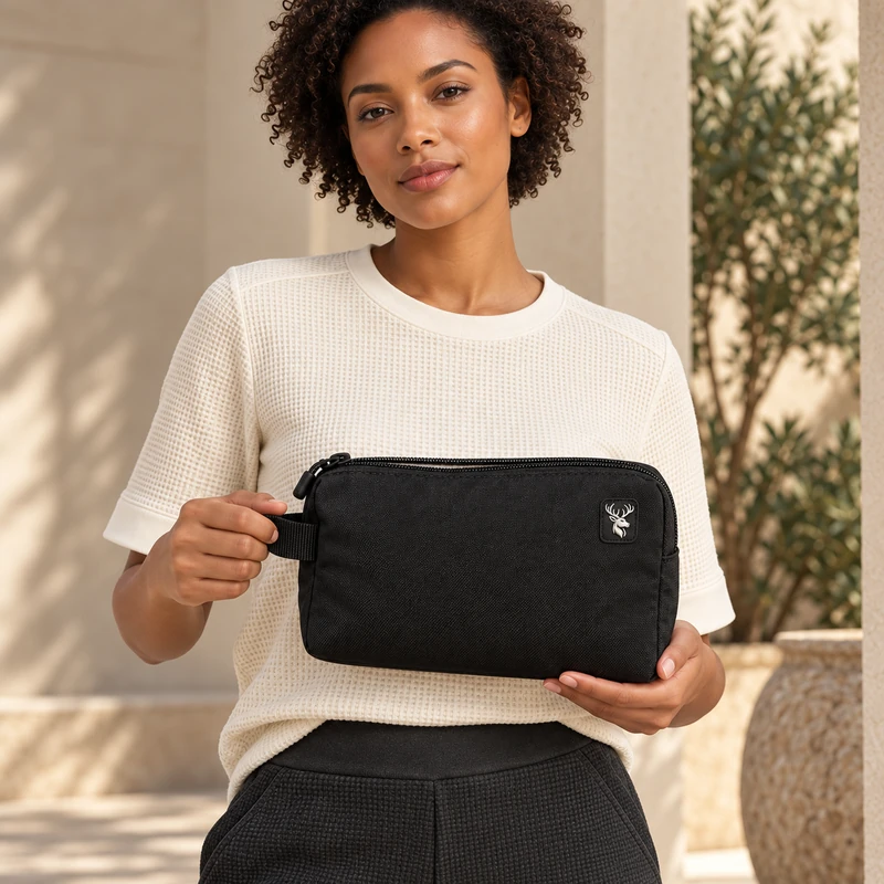 Relay Organizer Pouch — Black, On-model view